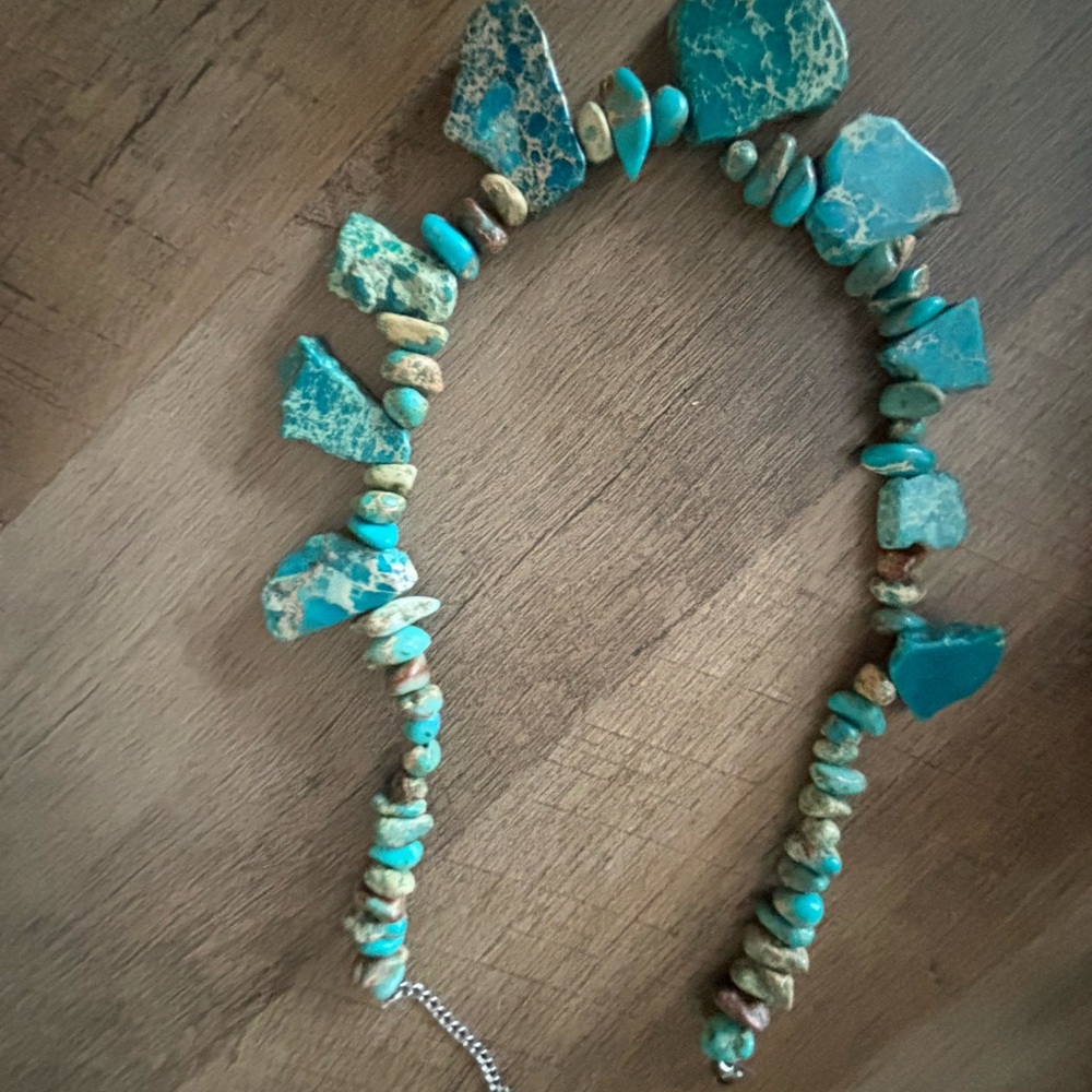 Turquoise & Cream Nuggets Necklace